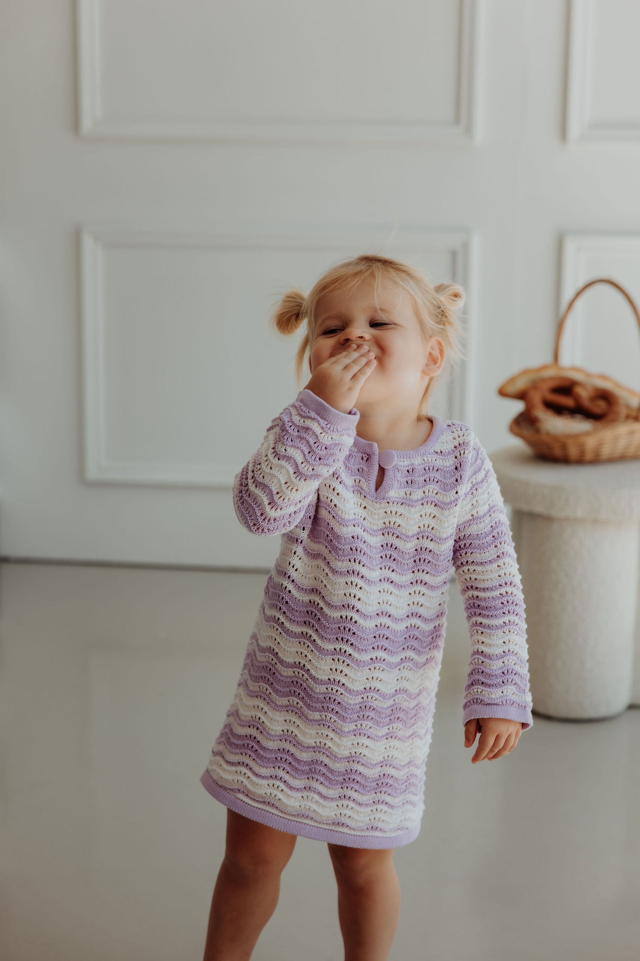 Love In Waves - Lilac & Cream Knit Dress